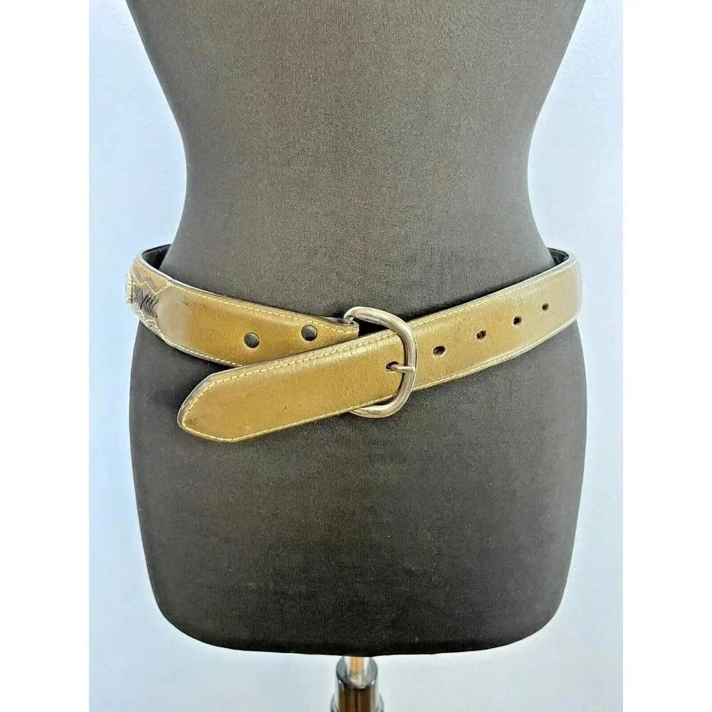 Nocona Tan Leather Belt with Brass Buckle
